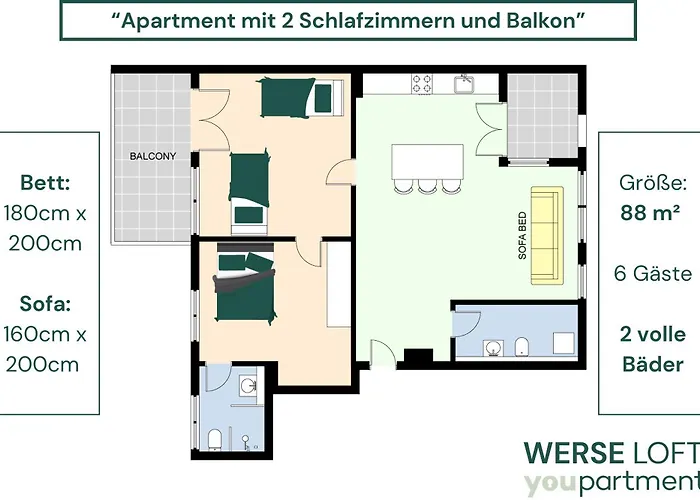 88 Qm - Exklusiv & Angebunden - Werse Loft By Youpartments Munique